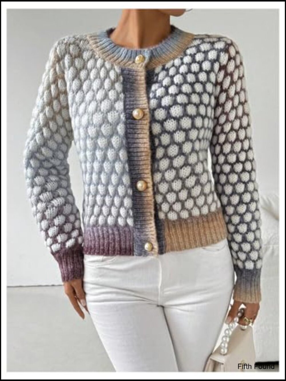 Women's Button Up Cropped Cardigan Layering Fall Knit Tweed Sweater Jacket - Picture 2 of 6